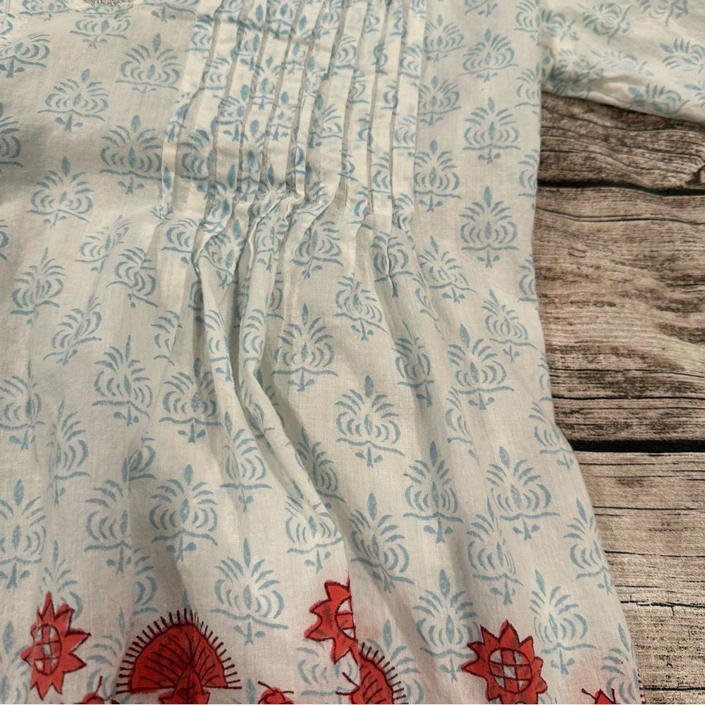 Roberta Roller Rabbit Cotton Blouse With Beaded Edge Size S/M - Picture 4 of 11